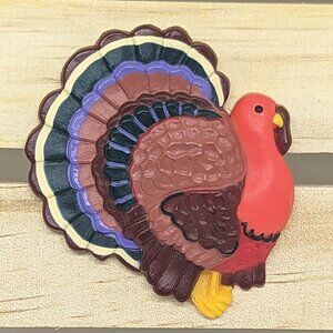 Vintage Hallmark Turkey Brooch Pin Plastic Thanksgiving Holiday